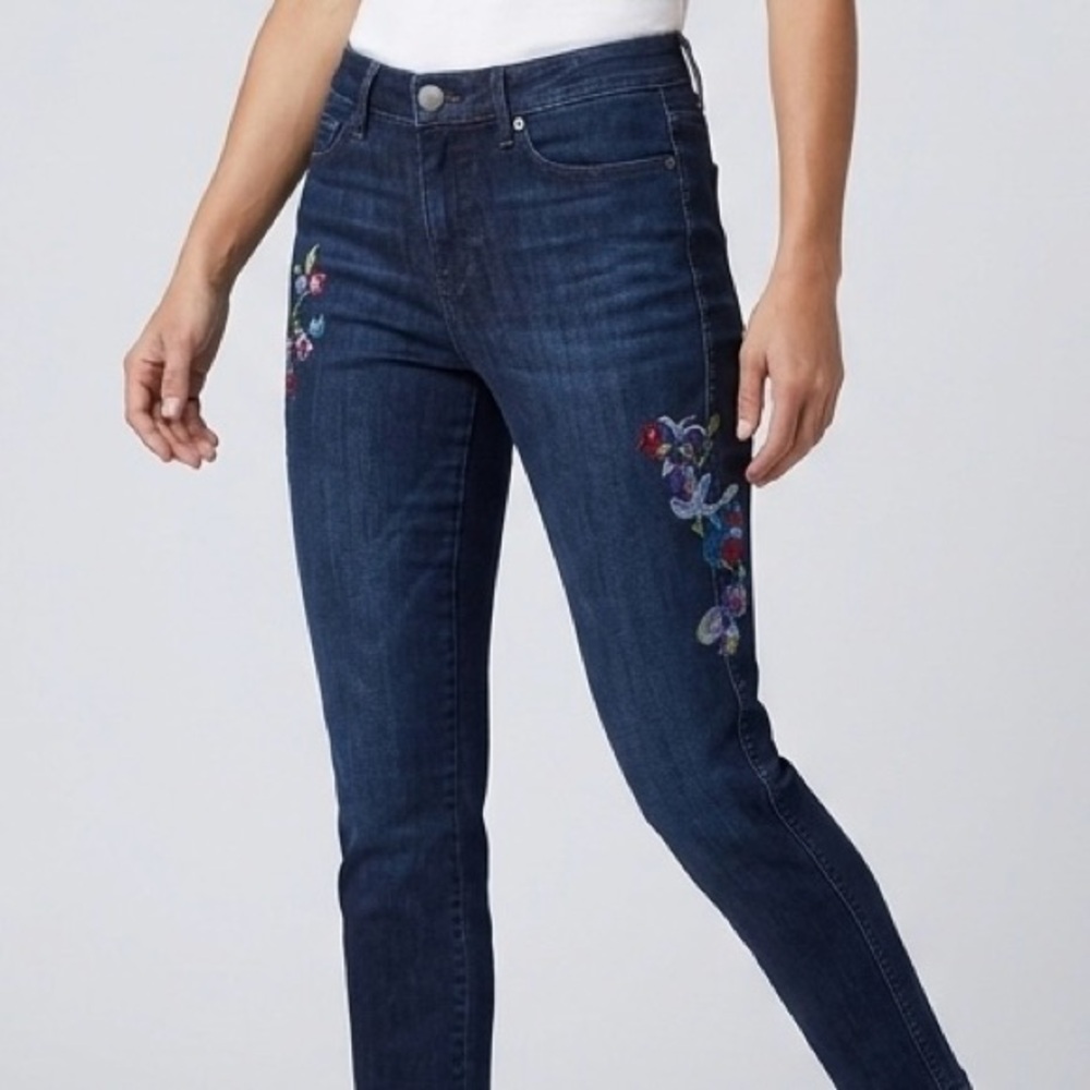 J. Jill Embroidered Authentic Fit Slim Ankle Woman’s Jeans Size 6